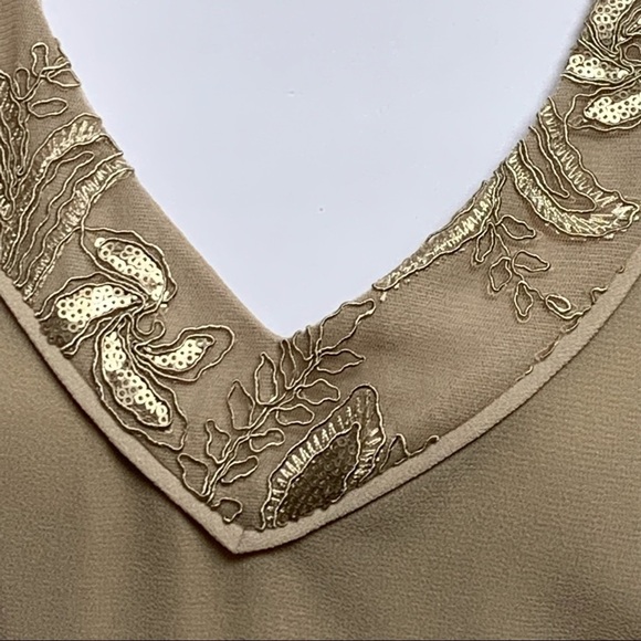 LE BOS | Size 10 | Champagne Embellished Sleeveless Dress & Sheer Jacket NWT - Picture 8 of 15